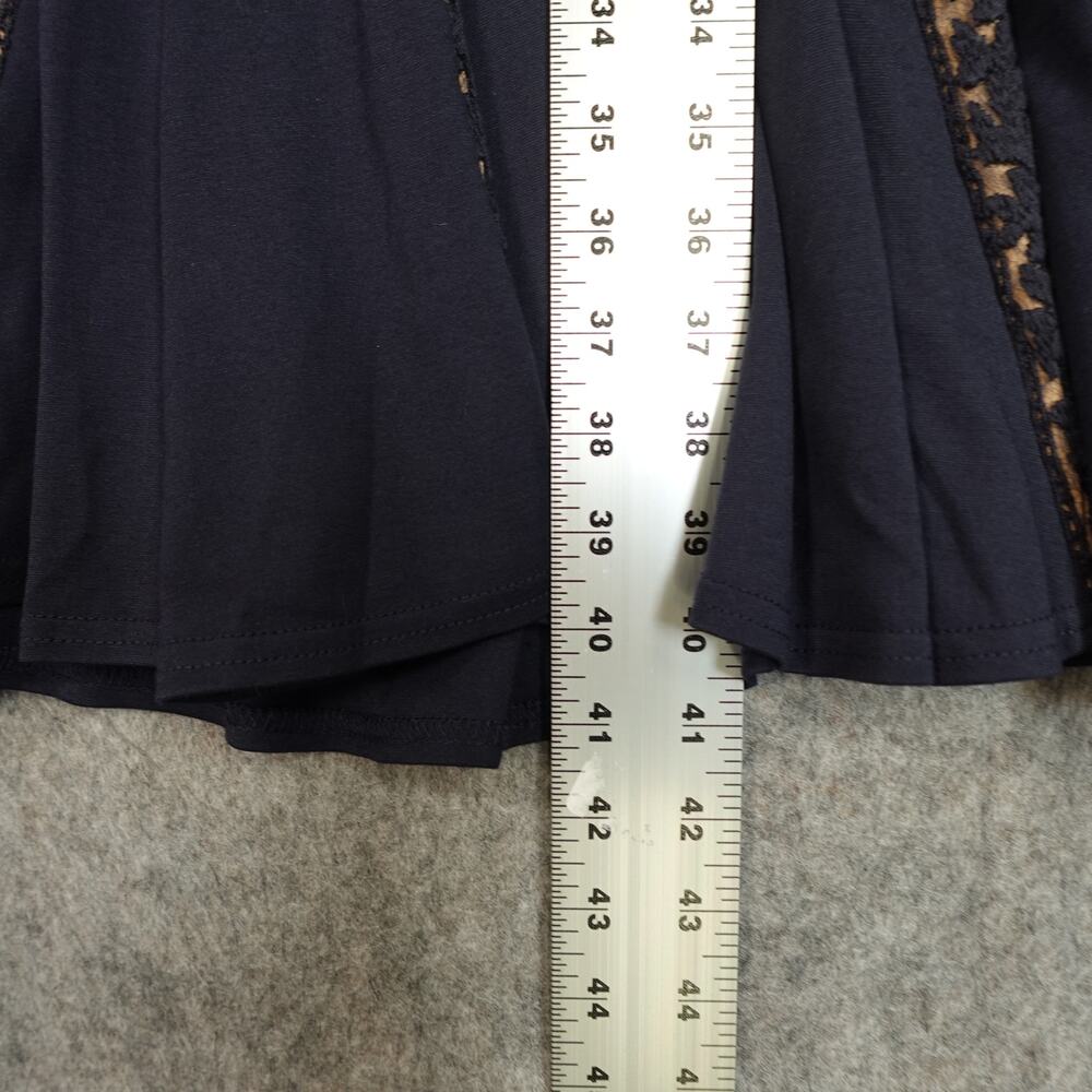 Tadashi Shoji Dress Womens Medium Lace Inset Jersey Fit Flare Cocktail Navy Nude - Picture 5 of 10
